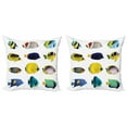 thumbnail image 1 of Ambesonne Fish Throw Pillow Cover 2 Pack, Collage of Sea Animals, 18", Multicolor, 1 of 2