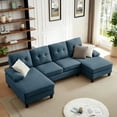 thumbnail image 5 of Jarenie Linen 4 Seater U Shaped Sectional Sofa, Blue, 5 of 11