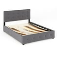 thumbnail image 6 of PAPROOS Queen Platform Bed Frame with Storage, Upholstered Platform Bed with Tufted Button Headboard and 4 Drawers, No Box Spring Needed, Queen Size Bed Frame for Adults, Light Gray, 6 of 10