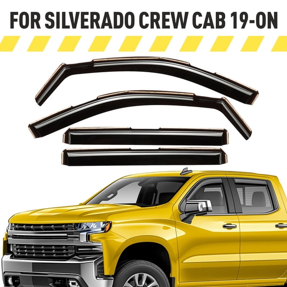 AEROGUYS In-Channel Window Deflectors Extra Durable Window Visors Rain Guards Fit for Chevrolet (Chevy) Silverado 1500 2019-2026 Crew Cab, Sun Visors, Wind Vent Visors, Truck Accessories-4pcs. AG0022