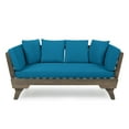 thumbnail image 2 of Christopher Knight Home Aldrich Outdoor Acacia Wood Expandable Daybed with Water Resistant Cushions, Dark Teal and Gray, 2 of 5