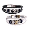 thumbnail image 1 of 2 piezas de pulsera de cuero de PU tejida a la moda informal con cierre de aleación brazalete de muñeca hombres mujeres abalorios para regalo de fecha de fiesta de Blanco Sunnimix Pulsera trenzada, 1 of 8