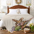 thumbnail image 3 of Throw Blanket Fleece Throw Blanket 50x60in, Happy Easter Watercolor Cute Rabbit Soft Lightweight Bed Blankets Colorful Eggs on Linen Fuzzy Couch Blankets for All Season, 3 of 9
