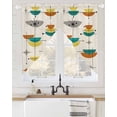 thumbnail image 2 of Boho Teal Yellow Orange Grey Swag Valances for Windows, Middle Century Geometric Rod Pocket Sheer Valances for Large Windows, Swag Toppers Light Filtering for Kitchen Living Room 2 Panels 36''x63'', 2 of 6