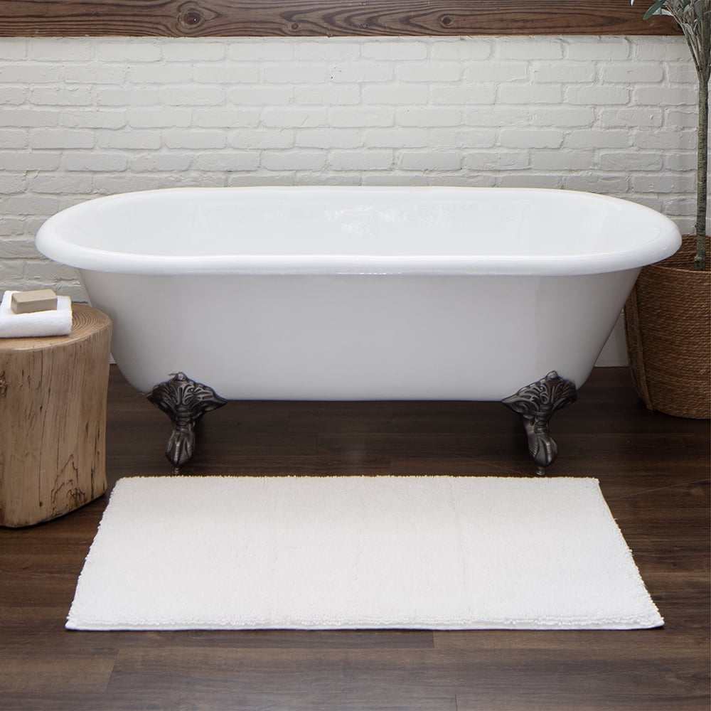 Mohawk Home Classic Cotton Plush Stain/Fade Resistant Non-Slip Washable Bath Mat, White, 2' 3" X 3' 9"