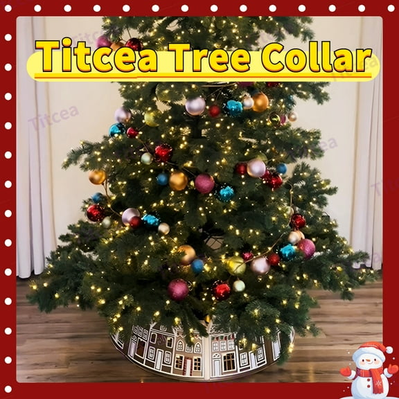 24" Gingerbread House Christmas Tree Collar, LED Gingerbread Christmas Tree Collars, Gingerbread House Christmas Tree Skirt for Artificial Trees, Xmas Collar Tree Base Cover for Christmas Home Decor