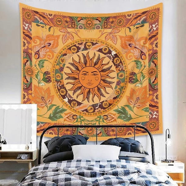 1PCS Home Bohemian Milled Tapestry 130cm * 150cm Sun Pattern Room Background Hanging Cloth Home Decorative Cloth