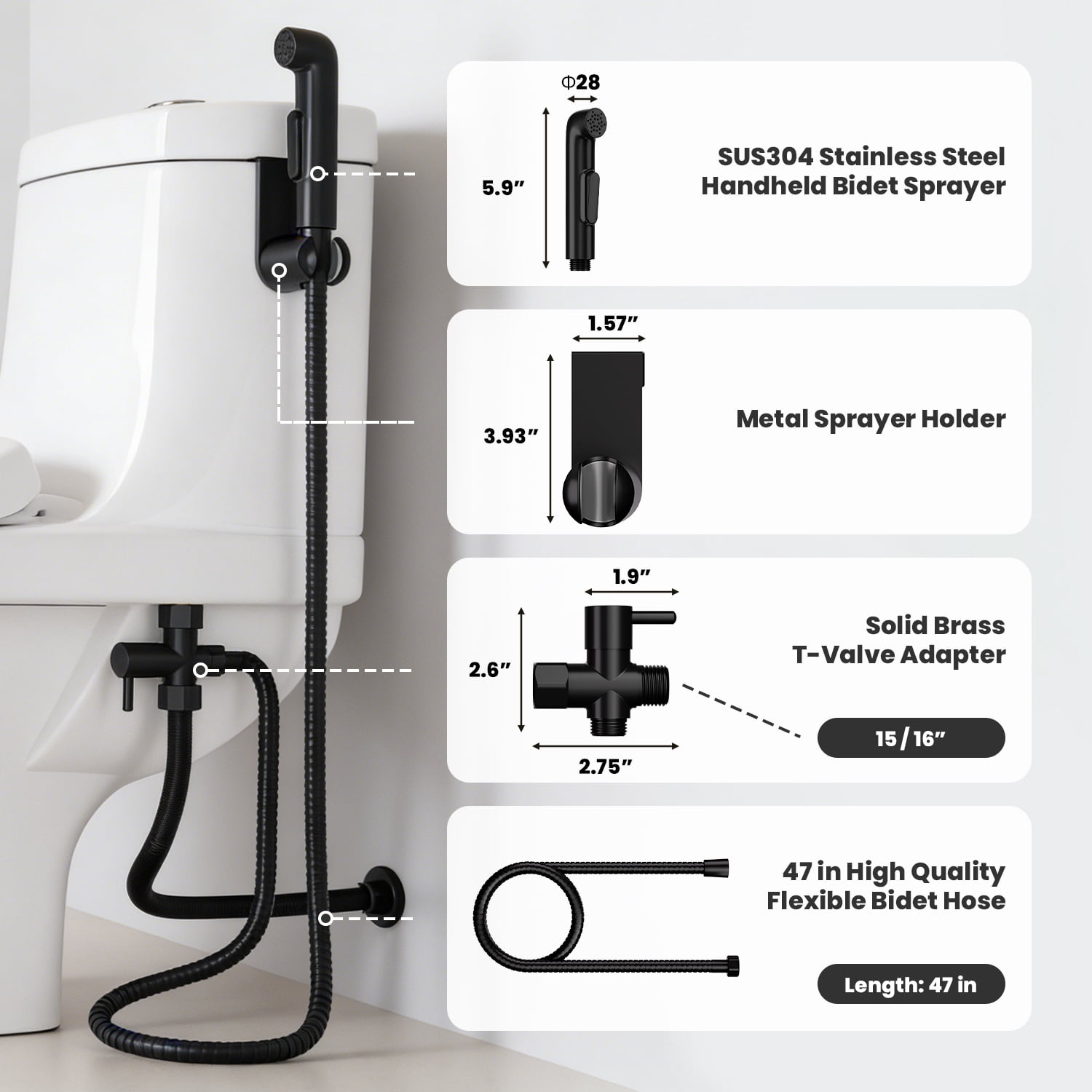 Handheld Bidet Sprayer Bidet Attachment with Shut Off Valve Installation Kit Included