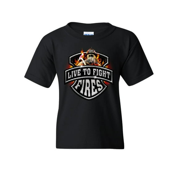 Tee Hunt Live to Fight Fires Youth T-Shirt Firefighter Volunteer FD Kids Tee