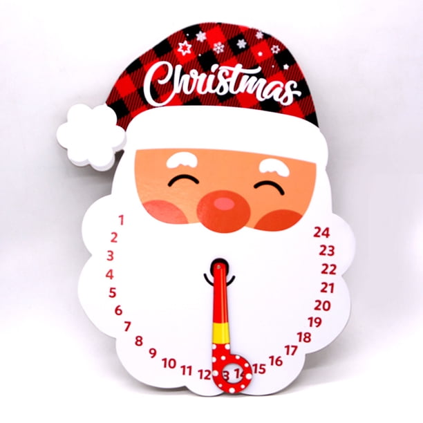 Calendario De Pared De 24 Días De Navidad De Madera, Reloj De