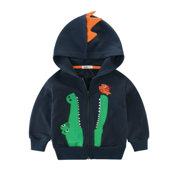 Otqutp Kids Comfy Clothes Toddler Boys Jacket Cartoon Dinosaur Animal Zipper Packaway Spring Autumn Hoodies Coat for Kids 1 to 7 Years