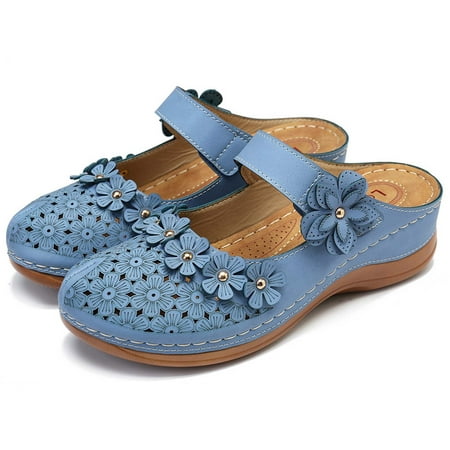 

Summer Savings! Zpanxa Slippers for Women Ladies Girl Comfortable Hollow Flowers Round Toe Sandals Soft Sole Shoes Flip Flops for Women Blue 39