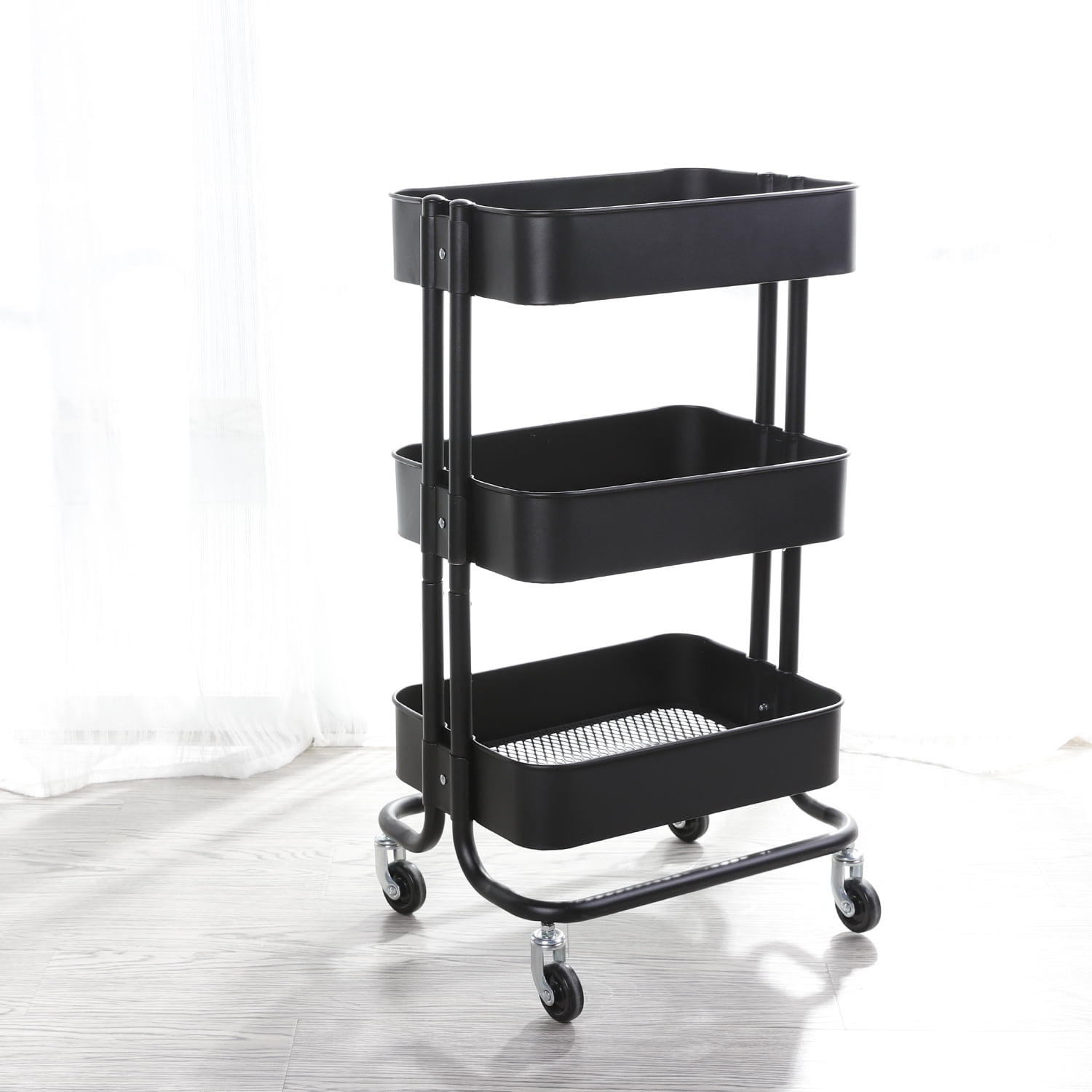Basics 3-Tier Rolling Utility or Kitchen Cart White