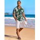 thumbnail image 4 of Camisa COOFANDY verde con palmeras hawaianas talla XL, 4 of 6