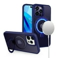 thumbnail image 2 of For Samsung Galaxy S24+ /S24 Plus Magnetic Metal Chrome Matte Built-in Compatible with MagSafe Stand Hybrid Shock Armor TPU Cover ,Xpm Phone Case [ Navy Blue ], 2 of 7