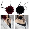 thumbnail image 2 of Wine Flower Collar Bowknot Necklace Chain Temperament Cloth Ribbon Necklace Choker for Women Festival Jewelry, 2 of 8