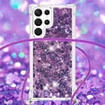 thumbnail image 5 of Long Crossbody Lanyard Clear Case for Samsung Galaxy S23 Ultra (Not S23) with Adjustable Neck Strap, Glitter Sparkly Bling Quicksand Phone Cover Cases for Samsung S23 Ultra QKG Purple, 5 of 14