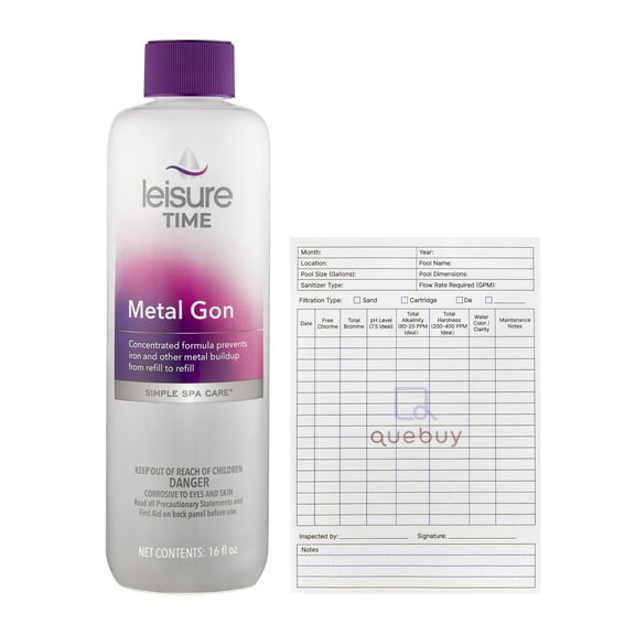 Leisure Time Metal Gon 16 Fl Oz – Concentrated Formula for Iron & Mineral Control   QueBuy Log Book