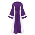 thumbnail image 4 of Zaldita Women's Elegant Church Robe Color Block Flare Sleeve Pastor Dresses Church Minister Elegant Robe Purple S, 4 of 7