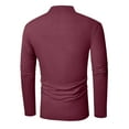 thumbnail image 3 of Fabrcox Long Sleeve Men's Lightweight Polo Shirts Solid Color Turn-Down Collar Fall Spring Basic Casual Button Polo Shirts Wine XL, 3 of 3