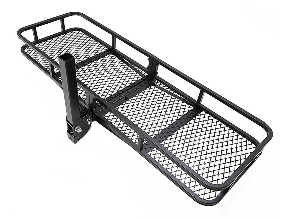 Kojem Hitch Cargo Carrier Rack 60"x21"x6" for 2"x2" Hitch Receiver Van SUV Truck Trailer 550lbs Folding Rear Luggage Basket Hitch Mount Cargo Rack
