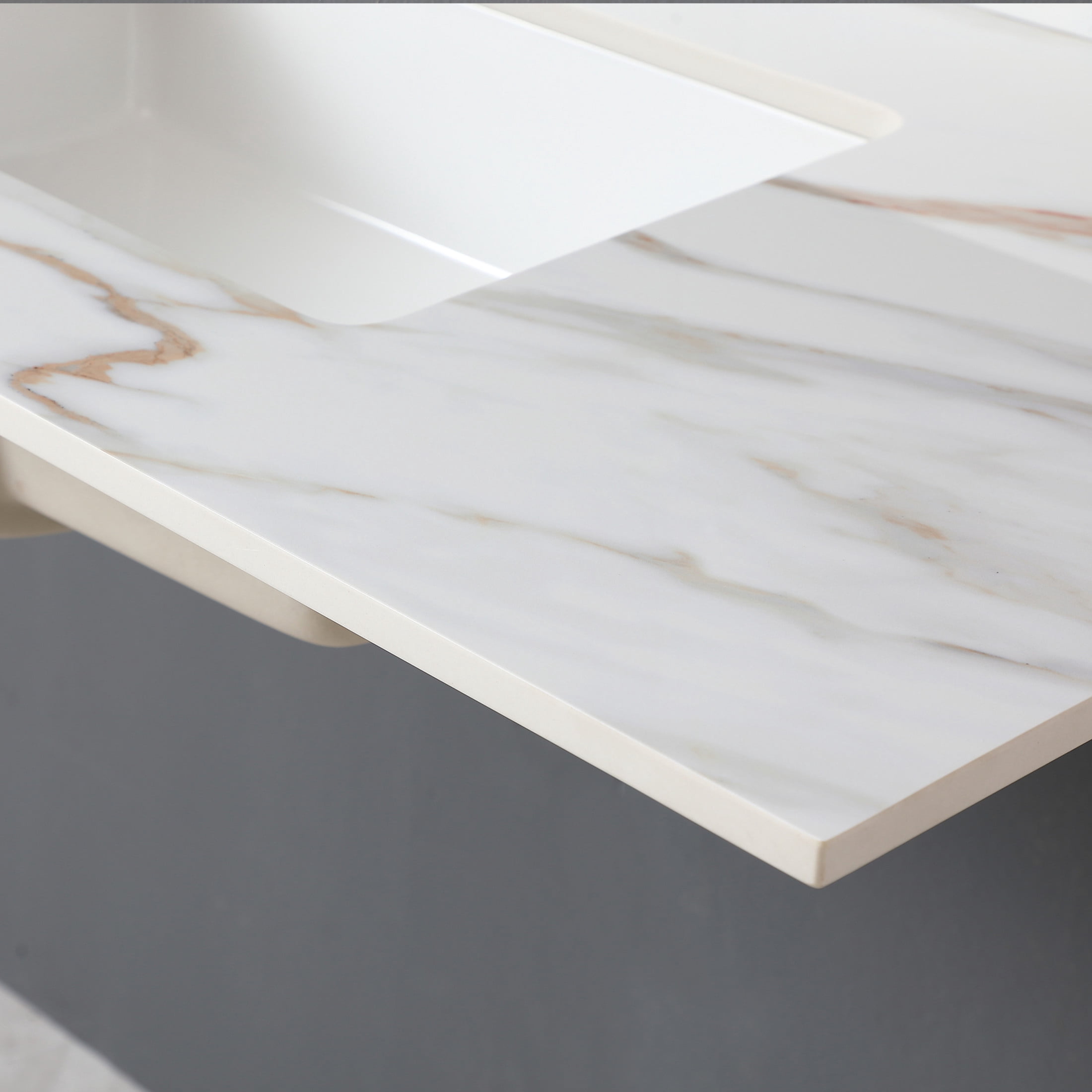 Noble House 43-Inch Bathroom Vanity Top with Undermount Sink, Backsplash, Pre-Drilled Faucet Hole, White