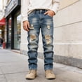 thumbnail image 6 of RUTAYY Children Boys Distressed Jeans High Street Long Denim Pants with Pocket Comfortable Stretch Vacation Playful Trousers, 6 of 9