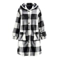 thumbnail image 5 of Dnhxils Jackets for Womens Fashion Hooded Plaid Jacket with Pockets Zip Up Long Sleeve Coat for Womens Winter Warm Clothes Black XL, 5 of 6