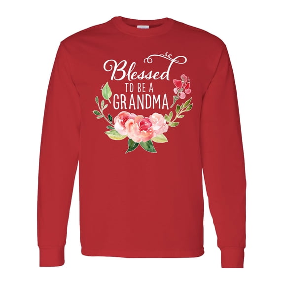 Inktastic Blessed to Be a Grandma with Flowers Long Sleeve T-Shirt