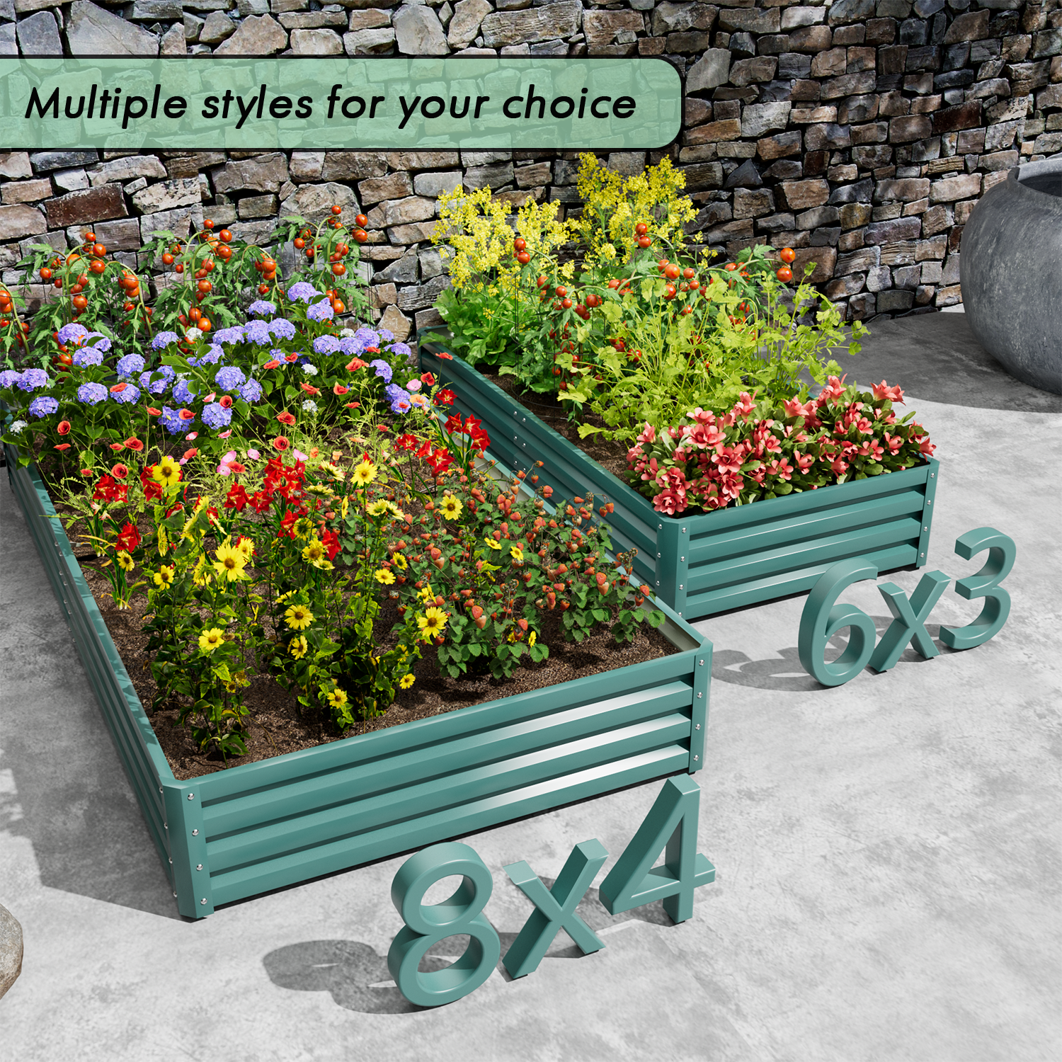 Vineego 6x3x1FT Raised Garden Bed Kit, Galvanized Planter Raised Garden Boxes Outdoor, Square Large Metal Raised Garden Beds