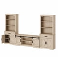 thumbnail image 3 of WAMPAT Farmhouse Entertainment Center with Bookshelf for TVs up to 65",Mid Century Modern TV Stand with 73"H Tall 5-Tier Bookcase with Open Storage and Barn Doors for Living Room,Light Oak, 3 of 7