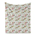 thumbnail image 1 of Orchids Soft Flannel Fleece Throw Blanket, Flamingo Hibiscus Cattleya Blooms Tropic Foliage Romantic Aloha Illustration, Cozy Plush for Indoor and Outdoor Use, 70" x 90", Pink Baby Blue, by Ambesonne, 1 of 6