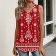 thumbnail image 5 of Iaqnaocc Womens Tank Tops Summer Sleeveless Loose Fit Floral Print Pleated Tunic Dressy Casual V Neck Womens Fashion Shirts Red XXL, 5 of 6