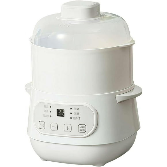1L Electric Smart Mini Crock Pot - Ceramic Slow Cooker with Anti-Dry Burn, Multi-Function Soup & Dip Warmer, Compact Design for Small Spaces
