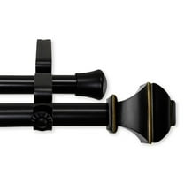 Contemporary Home Living 89" Jet Black Solid Contemporary Double Curtain Rod