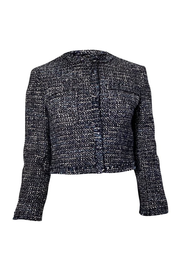 Pre-Owned Theory Tweed Jacket in Navy Blue Acrylic