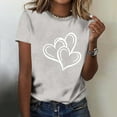 thumbnail image 4 of asdoklhq Valentines Womens Tops Striped Heart Print Fashion Women's Short Sleeve Casual Leopard Printed Loose T-shirt Tops Gray XL, 4 of 7