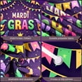 thumbnail image 3 of Colorful Mask Mardi Gras Banner Feather Decor Carnival Display Floral Design Star Pattern Festive Backdrop for Mardi Gras Party Carnival Celebration Masquerade Ball, 3 of 7