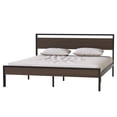 thumbnail image 3 of Llinc Store King Size Metal Bed Frame Black with Walnut wood Headboard&Footboard Metal King Bed Frame with Headboard, 3 of 7