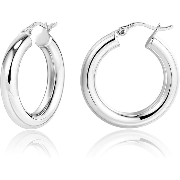 Terandius 14K Gold Plated Hoop Earrings for Women Hypoallergenic Thick Chunky Hoop Earrings Lightweight Tube Design