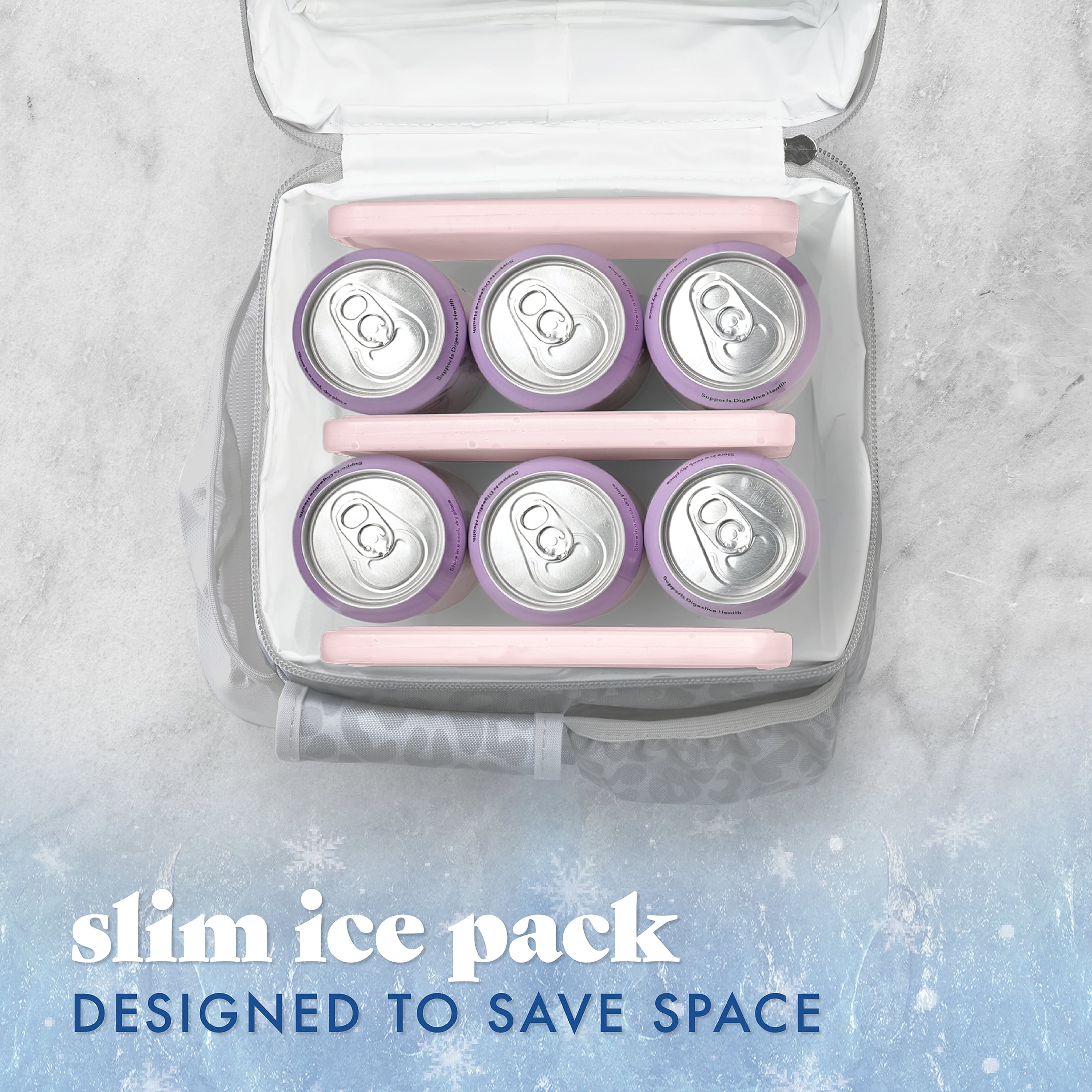Cool Coolers by Fit & Fresh XL Slim Ice Packs, Space Saving Reusable Ice Packs for Lunch Boxes, Freezer Packs, Reusable Ice Packs for Lunch Boxes & Coolers, 4pk, Pink