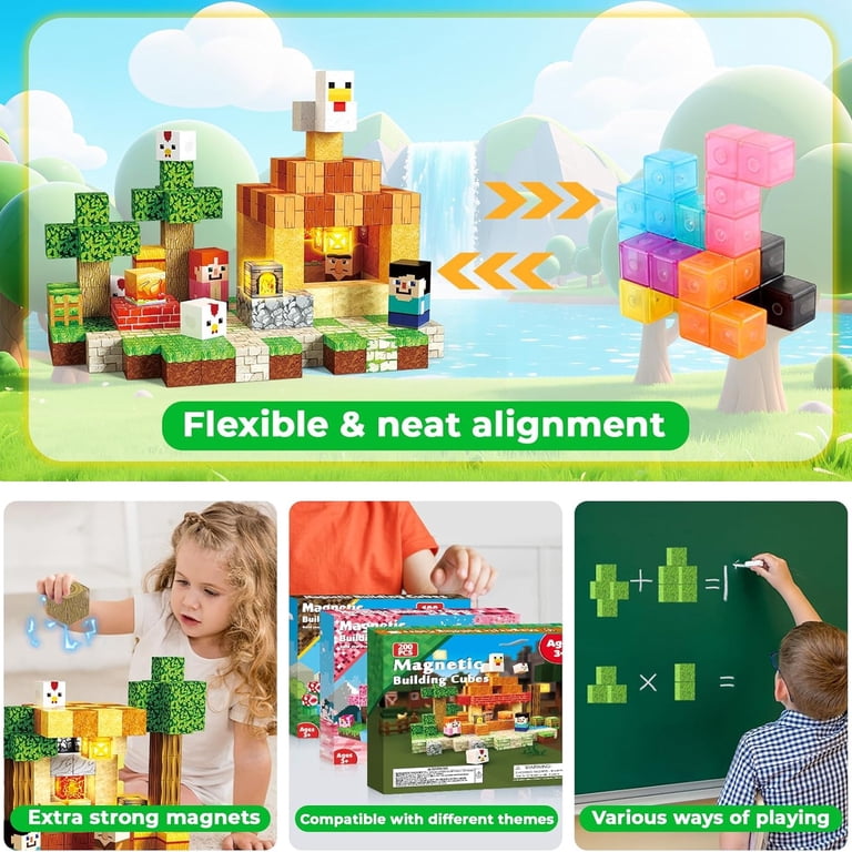Annexfun 200 Pc Magnetic Building Blocks with Light-Up Blocks photo 6