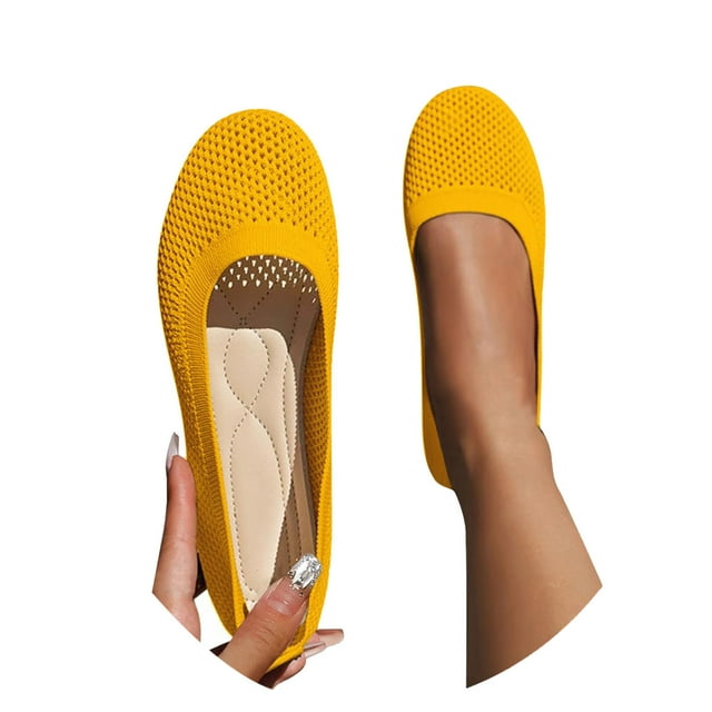 Ballerines pour Femmes en Tricot Décontractées pour Femmes à Enfiler Largeur Grand Chaussures Décontractées pour Femmes Espadrilles Respirantes Non Confortables Chaussures à Enfiler pour Femmes Semi-Décontractées Robe Décontractée pour Femmes