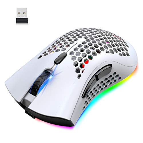 Wireless Lightweight Gaming Mouse Honeycomb With 7 Button Multi Rgb Backlit Perforated Ergonomic Shell Optical Sensor Adjustable Dpi Rechargeable 800 Mah Battery Usb Receiver For Pc Mac Game Walmart Com