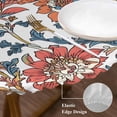 thumbnail image 3 of Red Blue Floral Round Tablecloth, Fitted Table Cover with Elastic for 55"-60" Round Tables, Modern Watercolor Flower Leaf Plant Table Cloth Outdoor Indoor Dinning Party Waterproof Tablecloths, 3 of 7