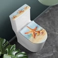 thumbnail image 3 of HELLHERO Starfish Shells Polyester Toilet Seat Lid Cover Set for Hotel Home, Elastic Bottom Machine Washable Easy to Install, Dust-Proof, U-Shaped, 3 of 5