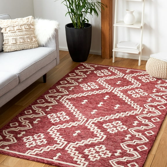 Safavieh Abstract Adolf Geometric Wool Area Rug, Red/Ivory, 5' x 8'