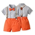 thumbnail image 6 of KYAIGUO Boys Girls 2Pcs Short Sleeve Clothes Gentleman Outfit for Toddler Kids Baby，Summer Cotton Short Sleeve Shirt+Shorts Pants Fashion Comfortable Outfits for 6M-8Y, 6 of 8
