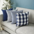 thumbnail image 3 of Navy Blue Buffalo Plaid Outdoor Throw Pillow Covers 18x18 Set of 4 Blue and White Farmhouse Decor Pillow for Couch Sofa Patio, 3 of 6