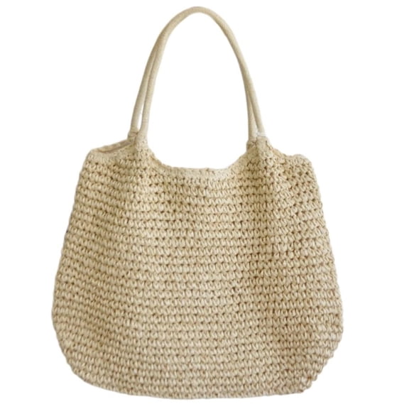 Giaone Ladies' Stylish Straw Shoulder Bag Woven Beach Handbag with Spacious Interior
